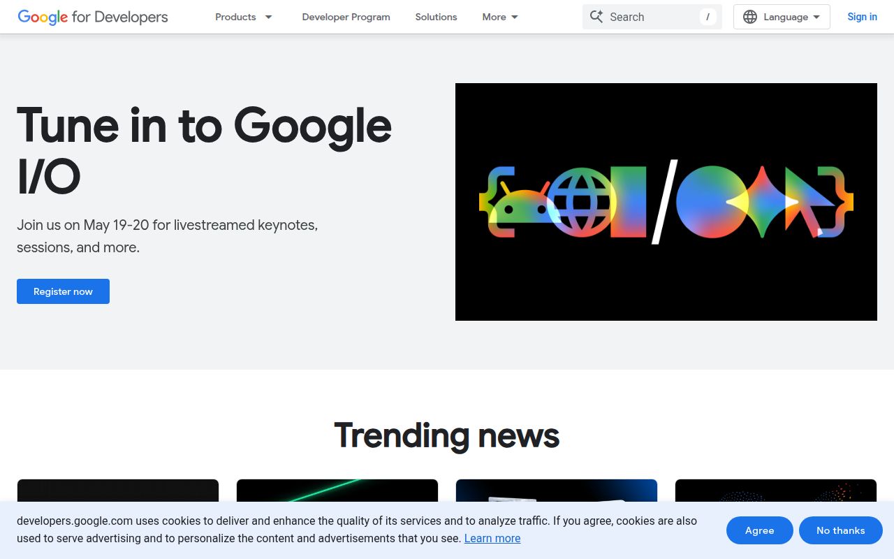 Google Developers のスクリーンショット