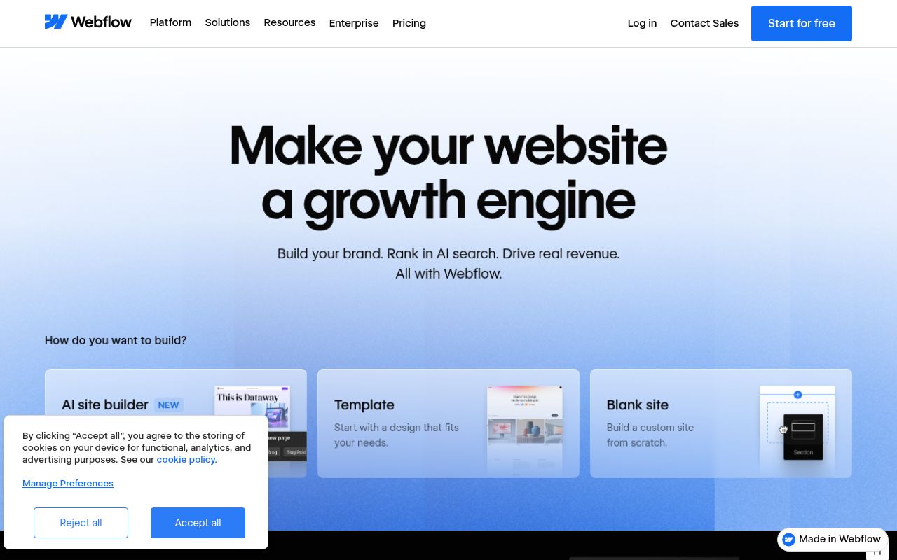 Webflow のスクリーンショット